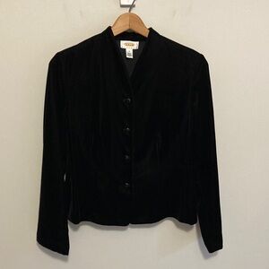 Talbot’s Petites Elegant Black Velvet Jacket, Size 10, Button Front